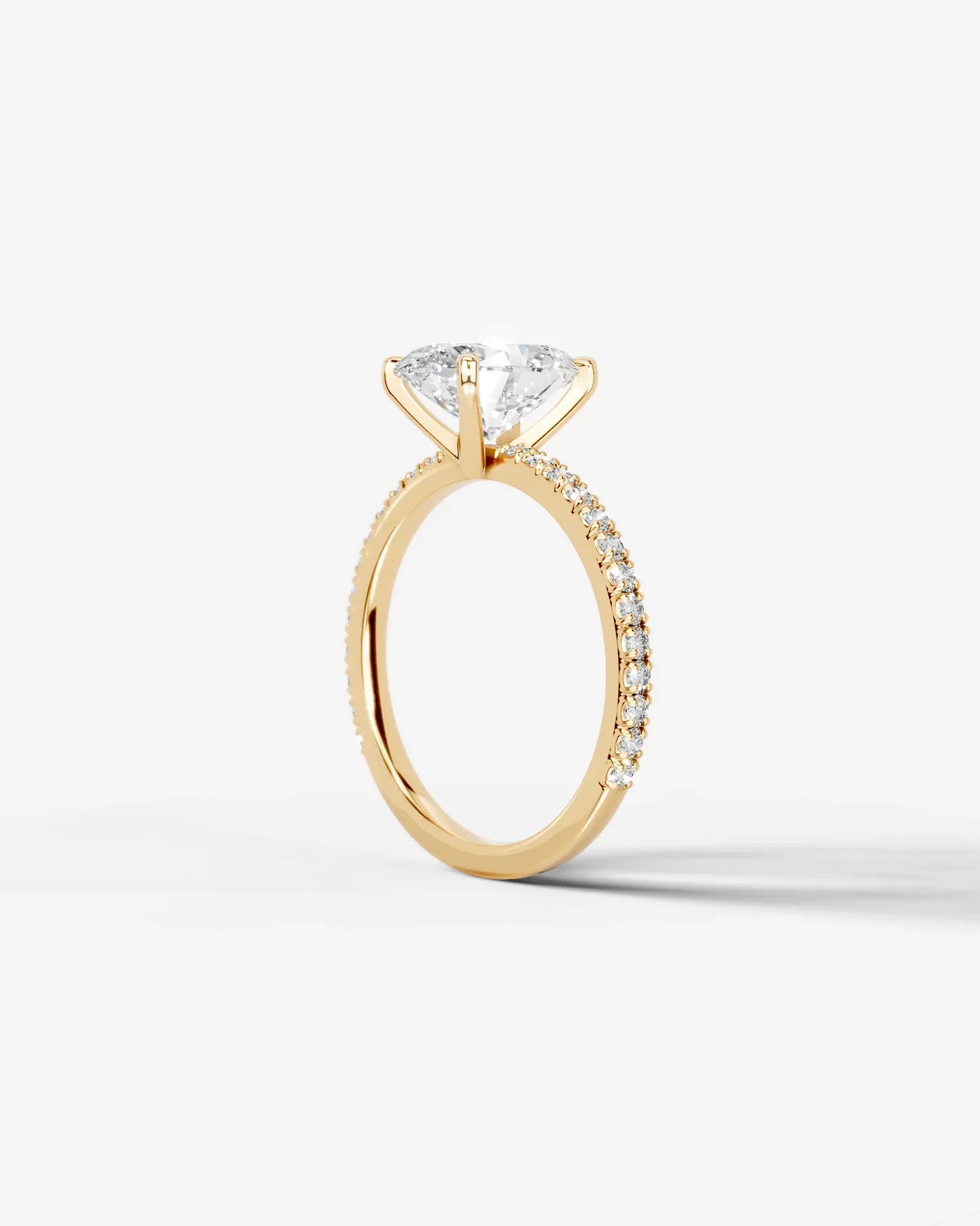 Oval Cut Solitaire Lab Grown Diamond Engagement Ring with Pavé Band | D VS1