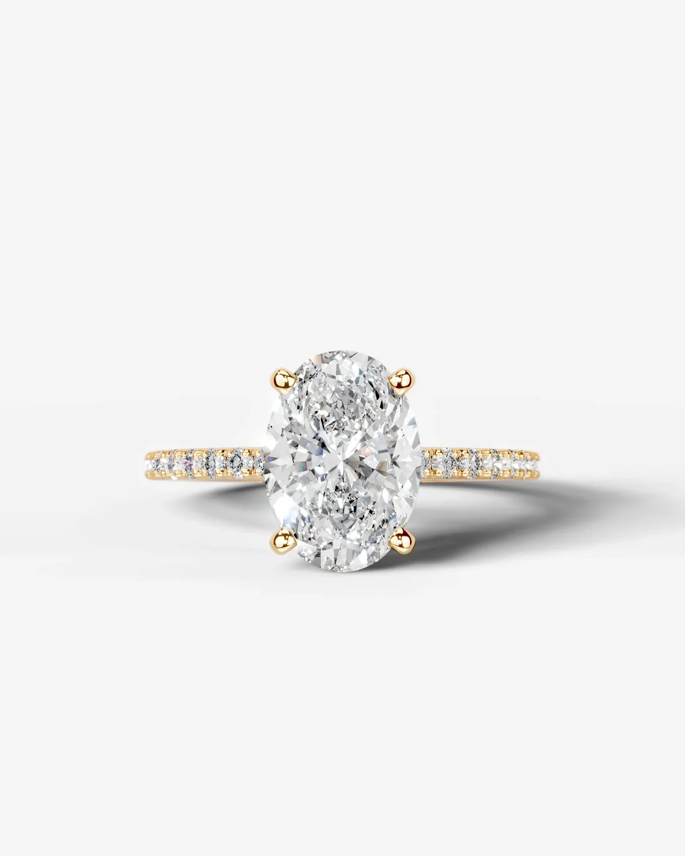 Oval Cut Solitaire Lab Grown Diamond Engagement Ring with Pavé Band | D VS1