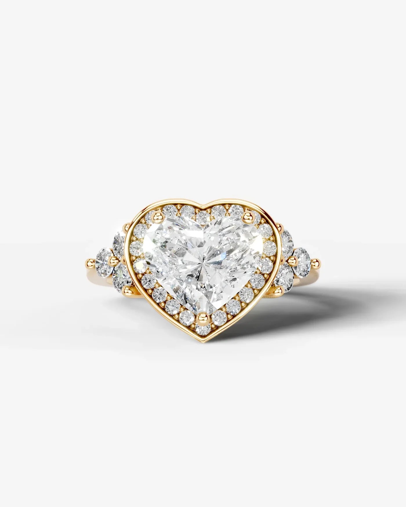 Heart Cut Halo Lab Grown Diamond Engagement Ring with Side Stones| D VS1