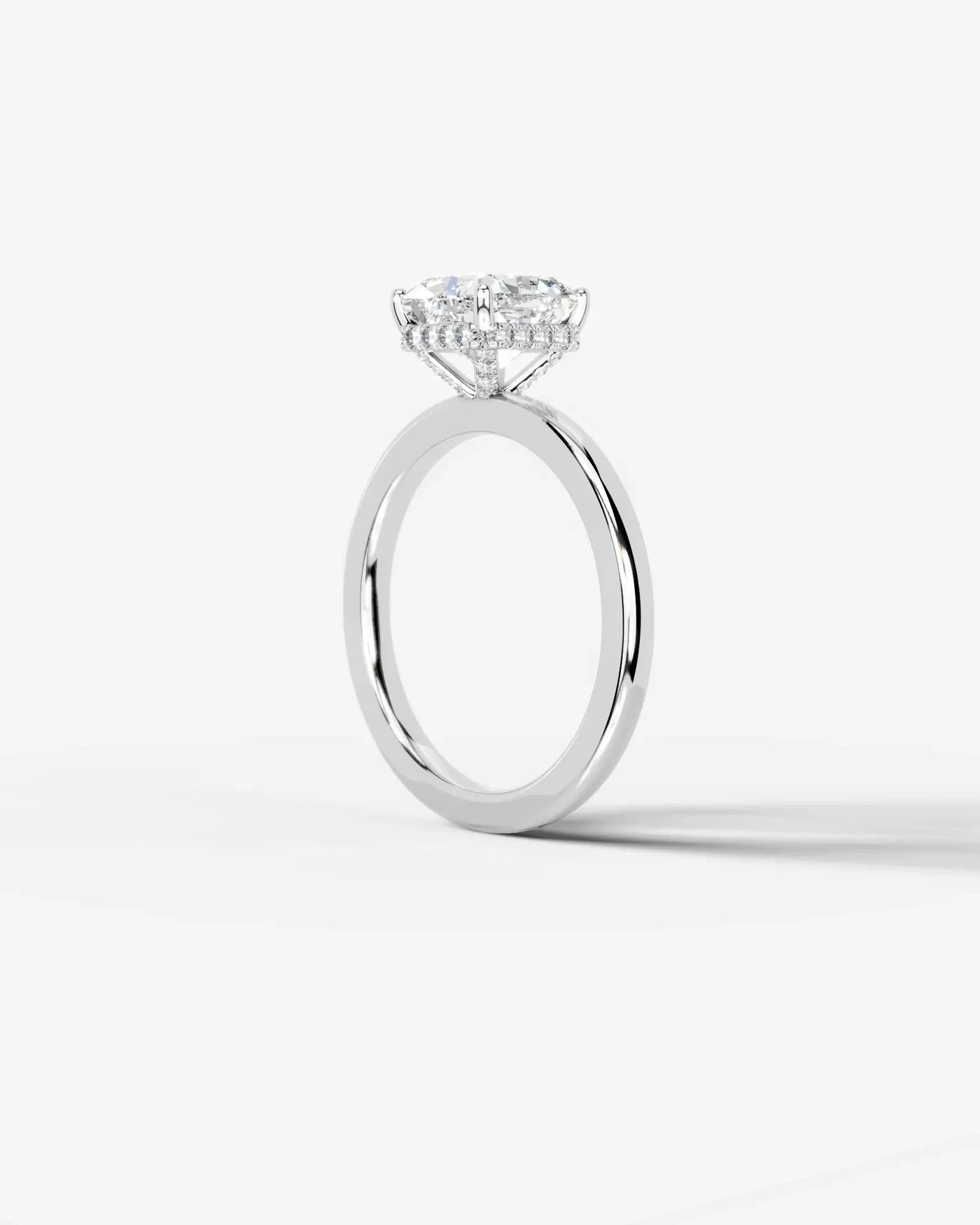 Cushion Cut Solitaire with Hidden halo Lab Grown Diamond Engagement Ring| D VS1