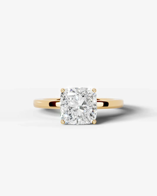 Cushion Cut Solitaire with Hidden halo Lab Grown Diamond Engagement Ring| D VS1