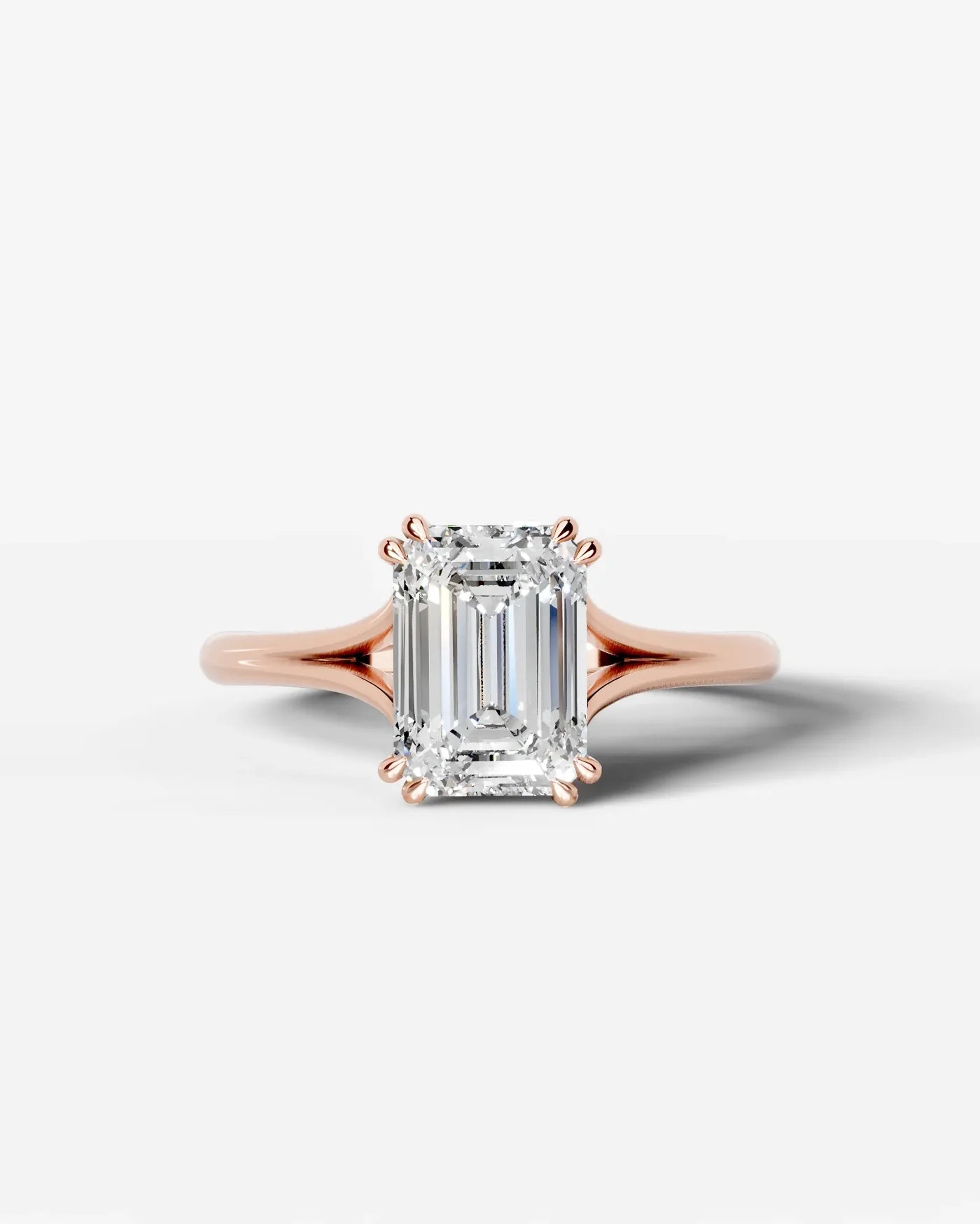 Emerald Cut Lab Diamond Engagement Ring with classic eight prong| D VS1