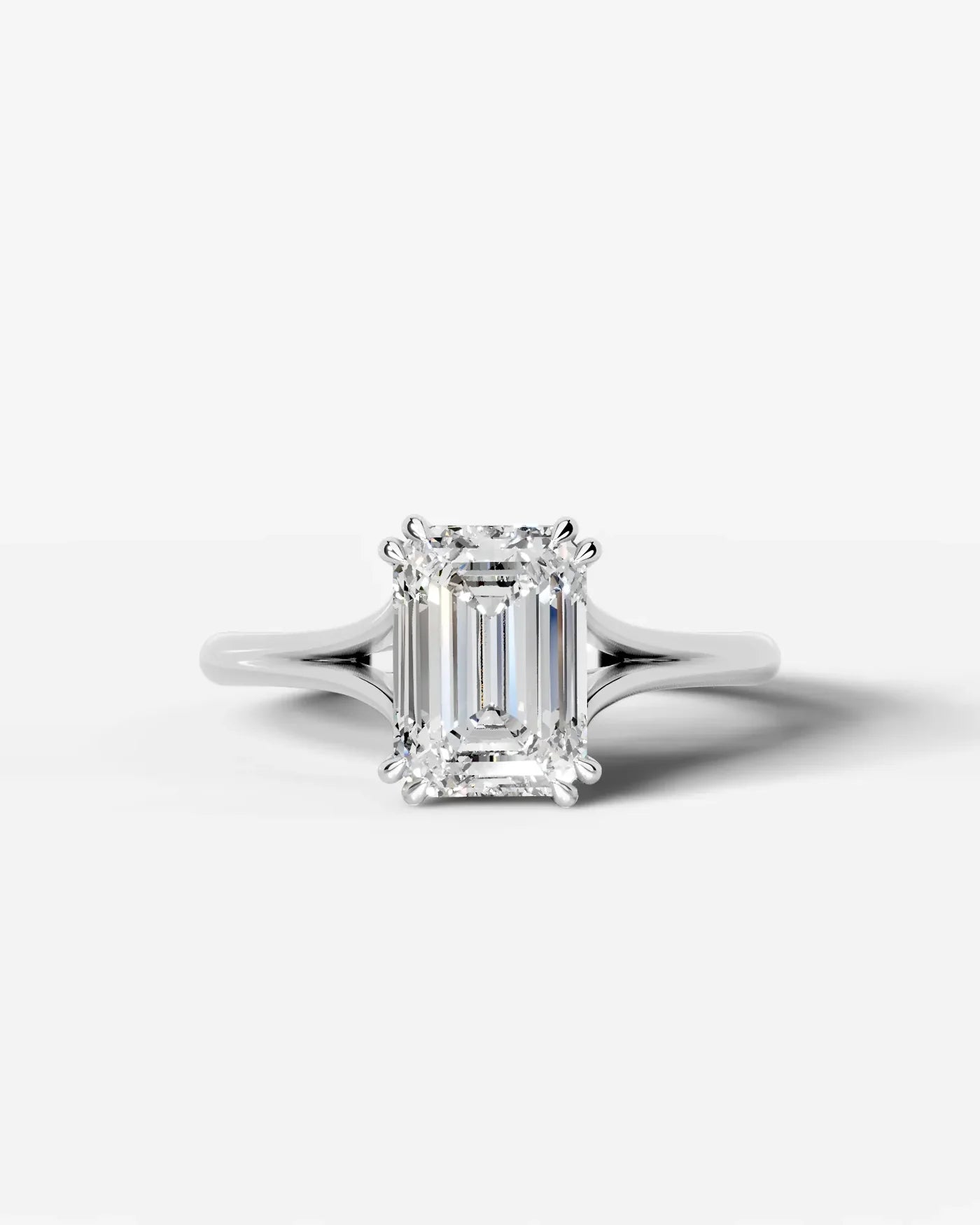 Emerald Cut Lab Diamond Engagement Ring with classic eight prong| D VS1