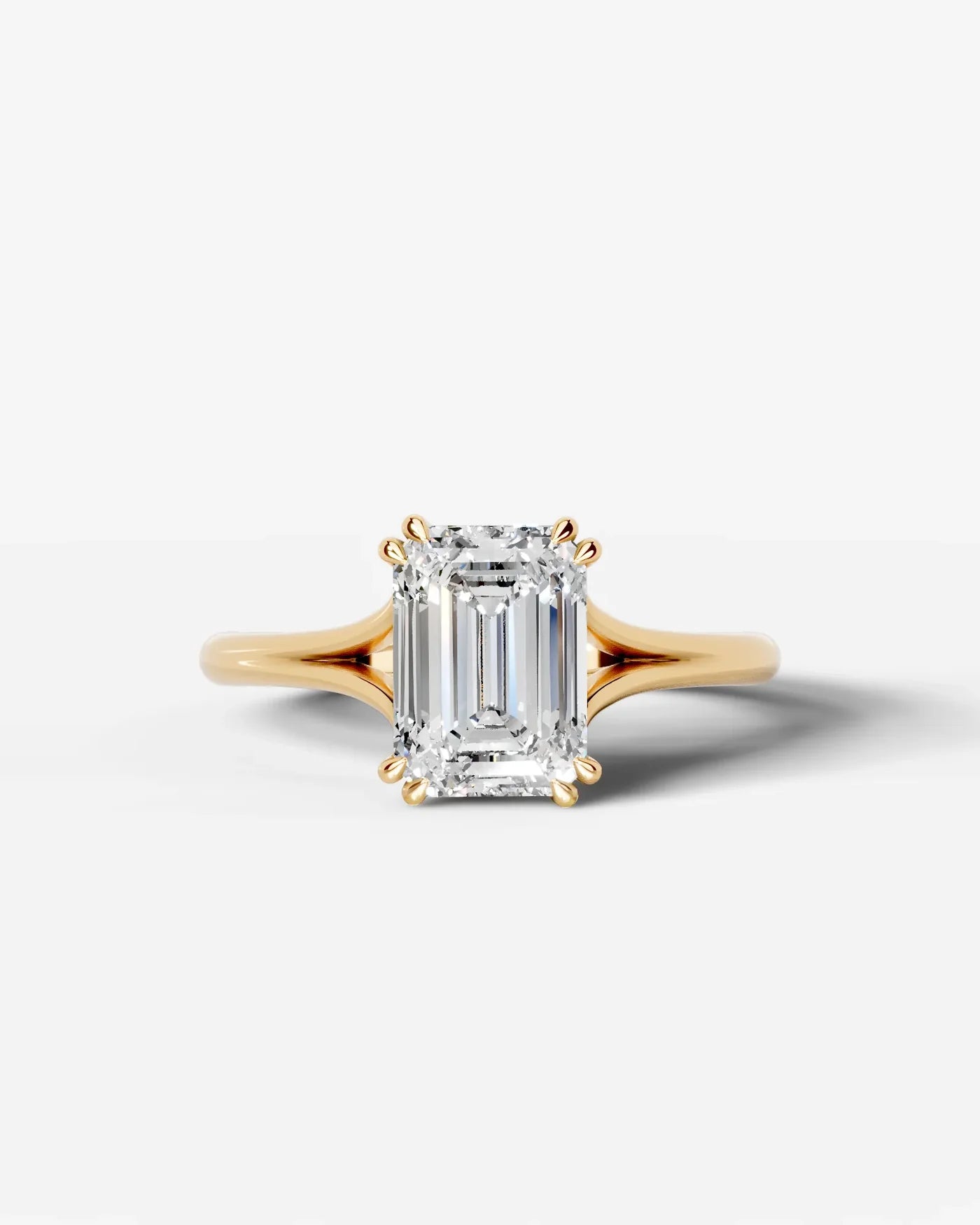 Emerald Cut Lab Diamond Engagement Ring with classic eight prong| D VS1