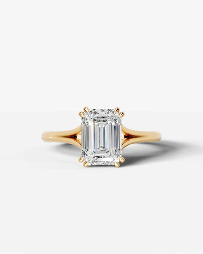 Emerald Cut Lab Diamond Engagement Ring with classic eight prong| D VS1