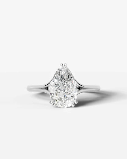 Pear Cut Lab Diamond Engagement Ring with classic eight prong| D VS1