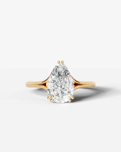 Pear Cut Lab Diamond Engagement Ring with classic eight prong| D VS1