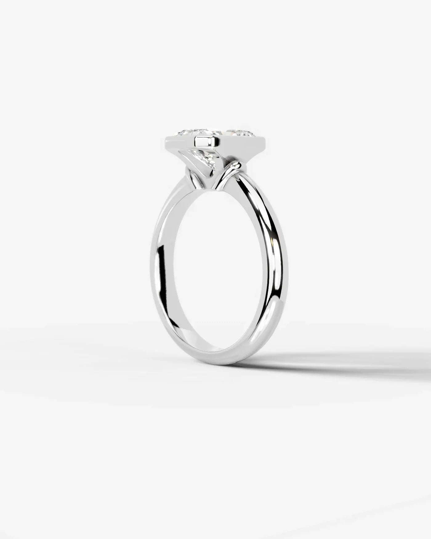Radiant Cut Bezel Set Lab Grown Diamond Engagement Ring| D VS1