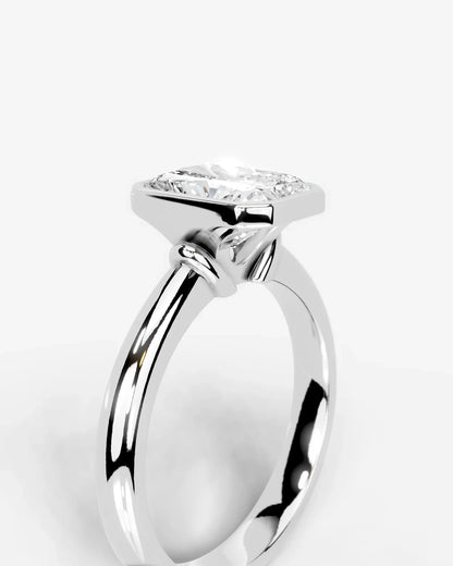 Radiant Cut Bezel Set Lab Grown Diamond Engagement Ring| D VS1