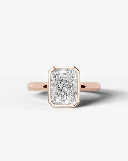 Radiant Cut Bezel Set Lab Grown Diamond Engagement Ring| D VS1