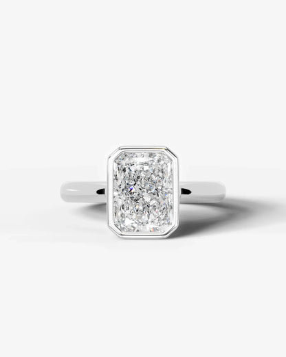 Radiant Cut Bezel Set Lab Grown Diamond Engagement Ring| D VS1