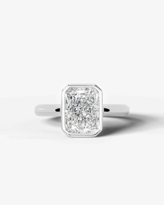 Radiant Cut Bezel Set Lab Grown Diamond Engagement Ring| D VS1