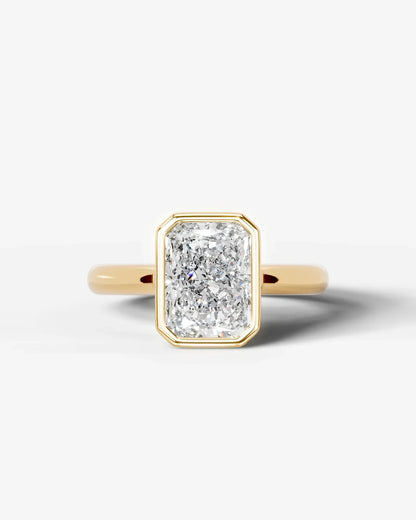 Radiant Cut Bezel Set Lab Grown Diamond Engagement Ring| D VS1