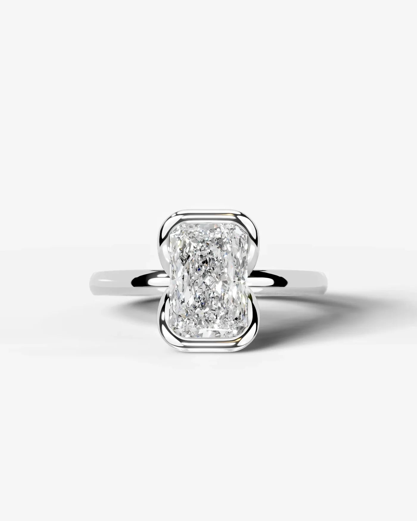Radiant  Cut Lab Diamond bezel Engagement Ring with collar prong| D VS1