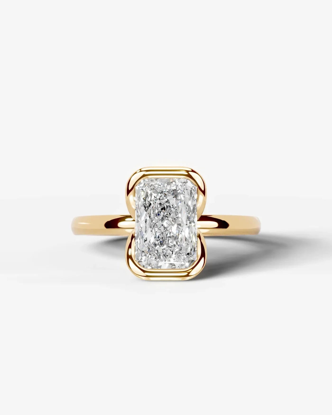 Radiant  Cut Lab Diamond bezel Engagement Ring with collar prong| D VS1
