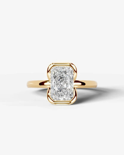 Radiant  Cut Lab Diamond bezel Engagement Ring with collar prong| D VS1