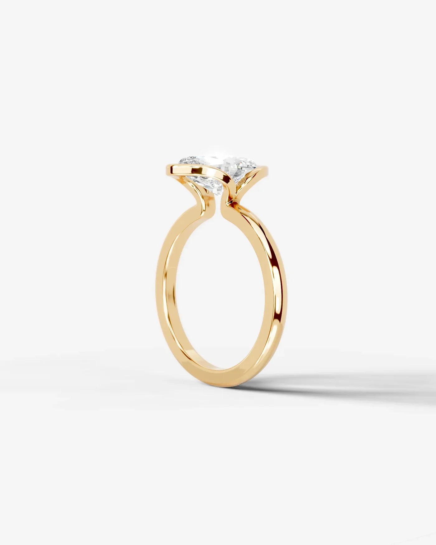 Marquise Cut Lab Diamond bezel Engagement Ring with collar prong| D VS1