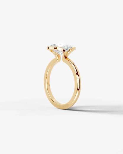 Marquise Cut Lab Diamond bezel Engagement Ring with collar prong| D VS1