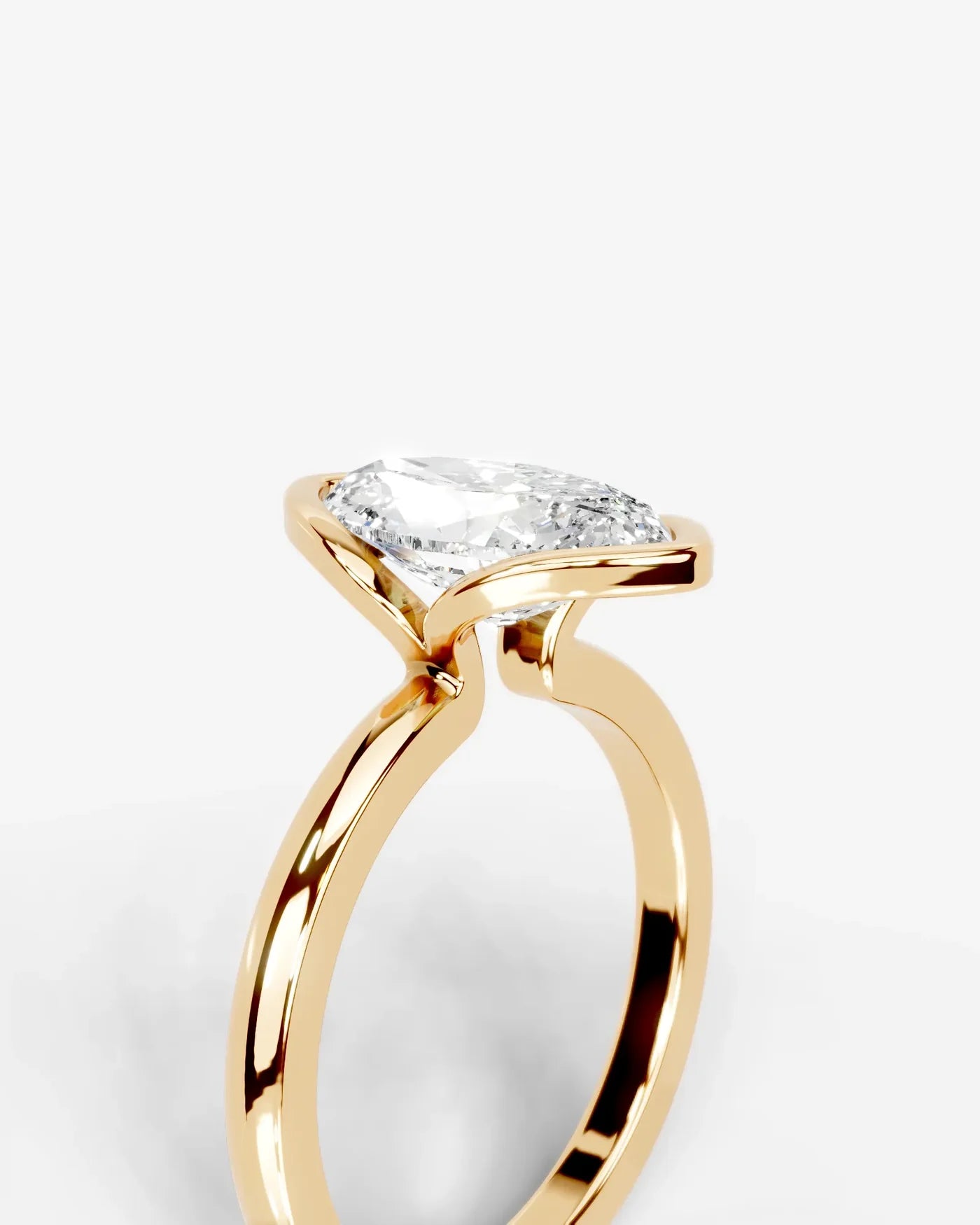 Marquise Cut Lab Diamond bezel Engagement Ring with collar prong| D VS1