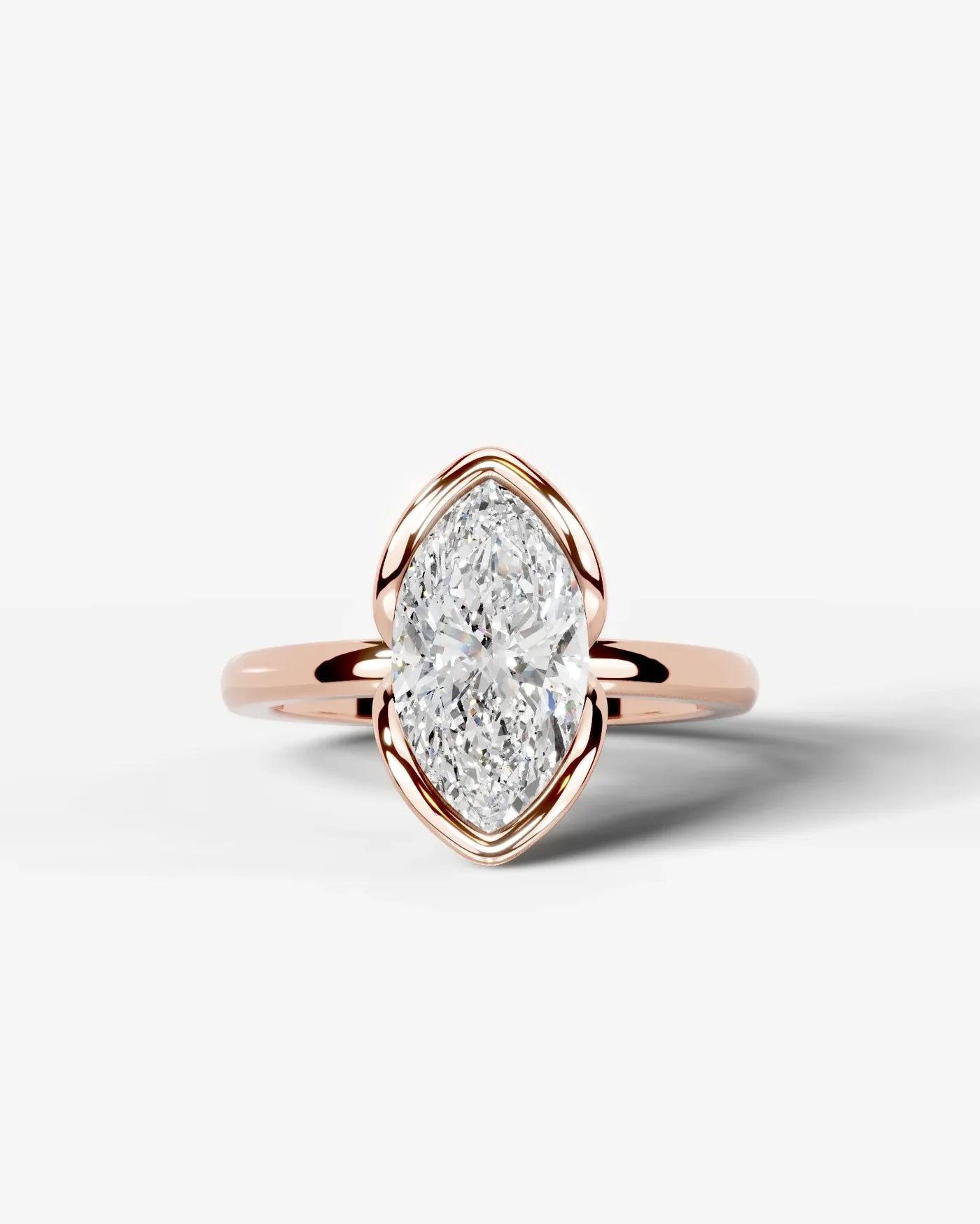 Marquise Cut Lab Diamond bezel Engagement Ring with collar prong| D VS1