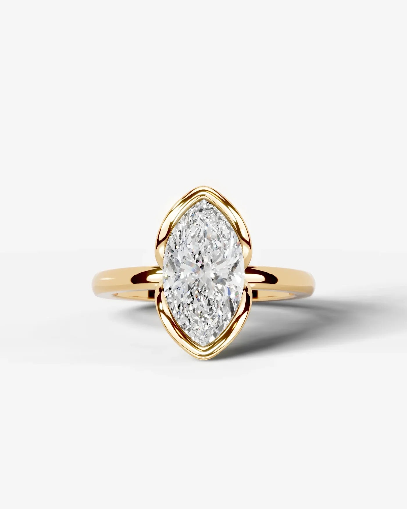 Marquise Cut Lab Diamond bezel Engagement Ring with collar prong| D VS1