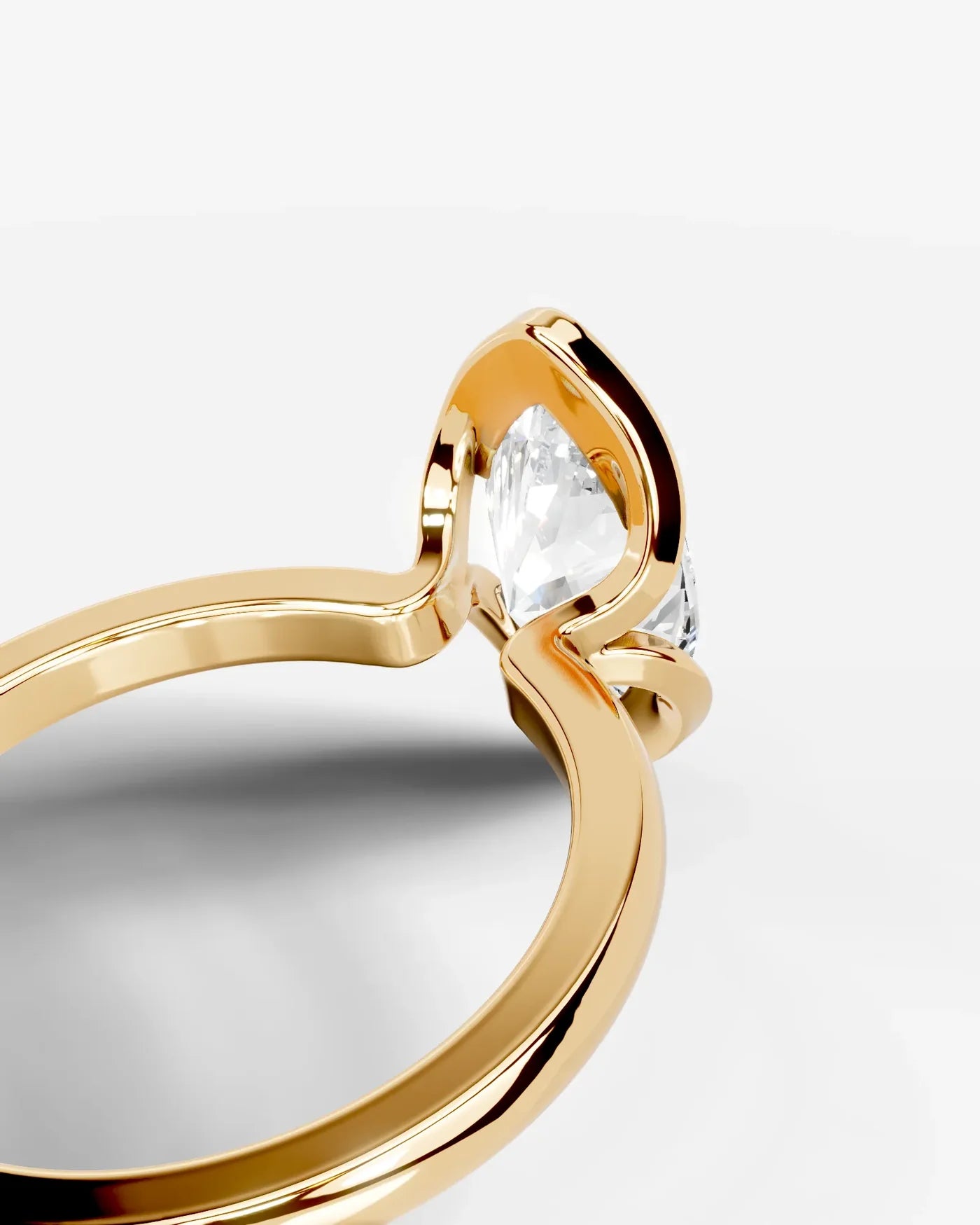 Marquise Cut Lab Diamond bezel Engagement Ring with collar prong| D VS1