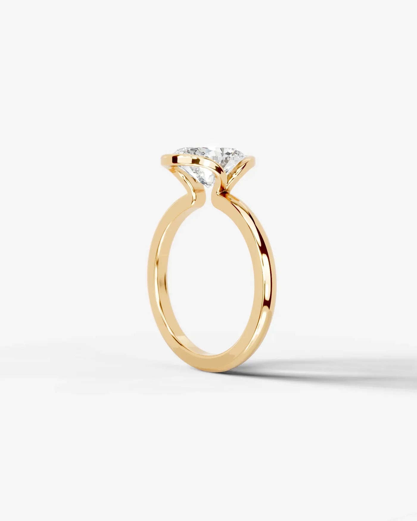 Oval Cut Lab Diamond bezel Engagement Ring with collar prong| D VS1