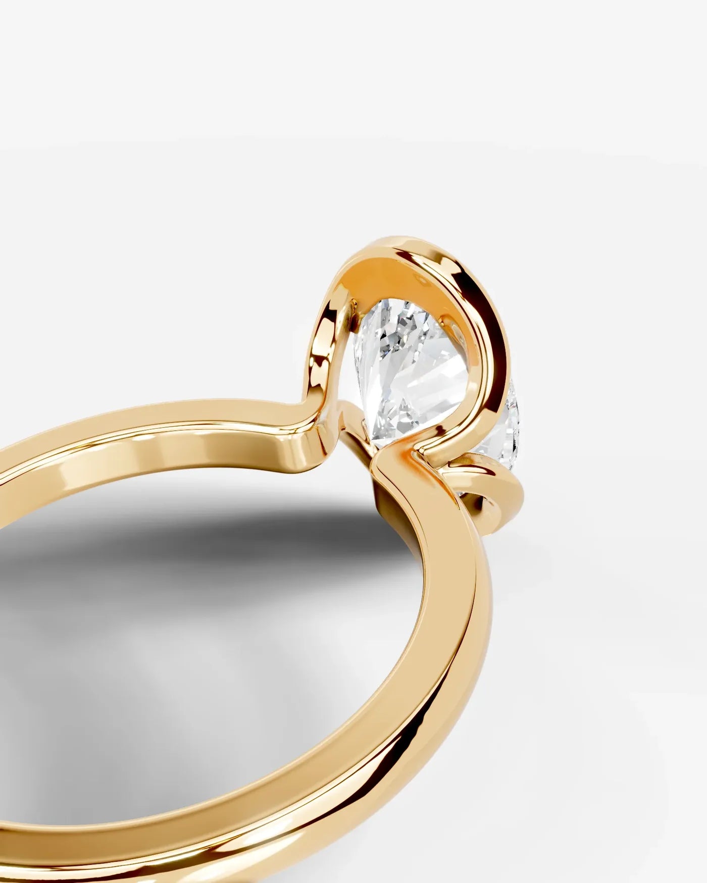Oval Cut Lab Diamond bezel Engagement Ring with collar prong| D VS1