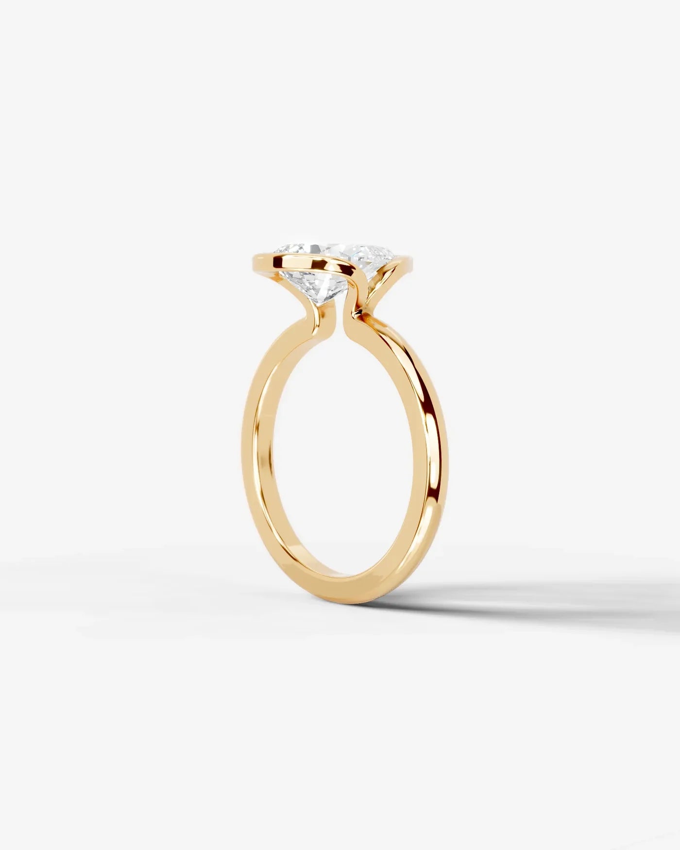 Pear Cut Lab Diamond bezel Engagement Ring with collar prong| D VS1