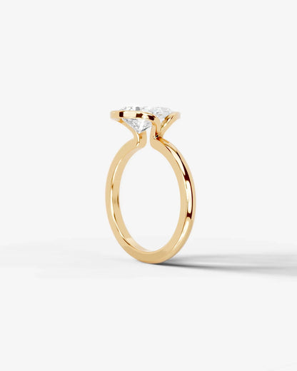 Pear Cut Lab Diamond bezel Engagement Ring with collar prong| D VS1