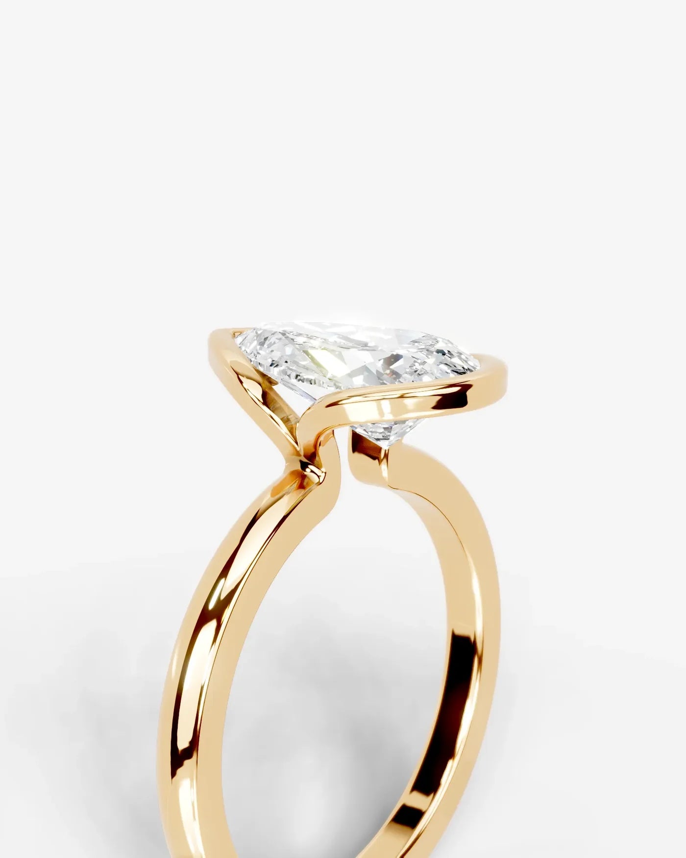 Pear Cut Lab Diamond bezel Engagement Ring with collar prong| D VS1