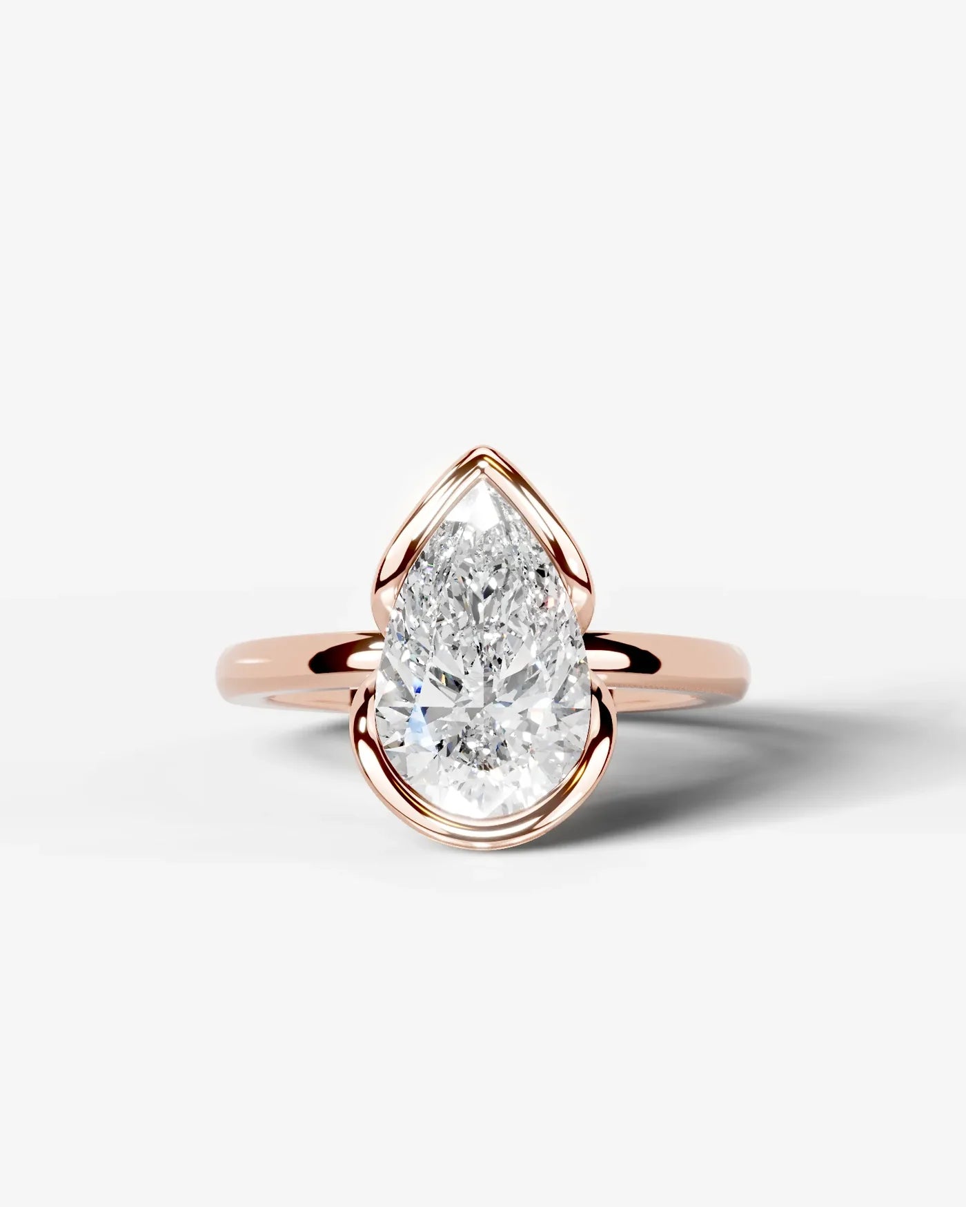 Pear Cut Lab Diamond bezel Engagement Ring with collar prong| D VS1