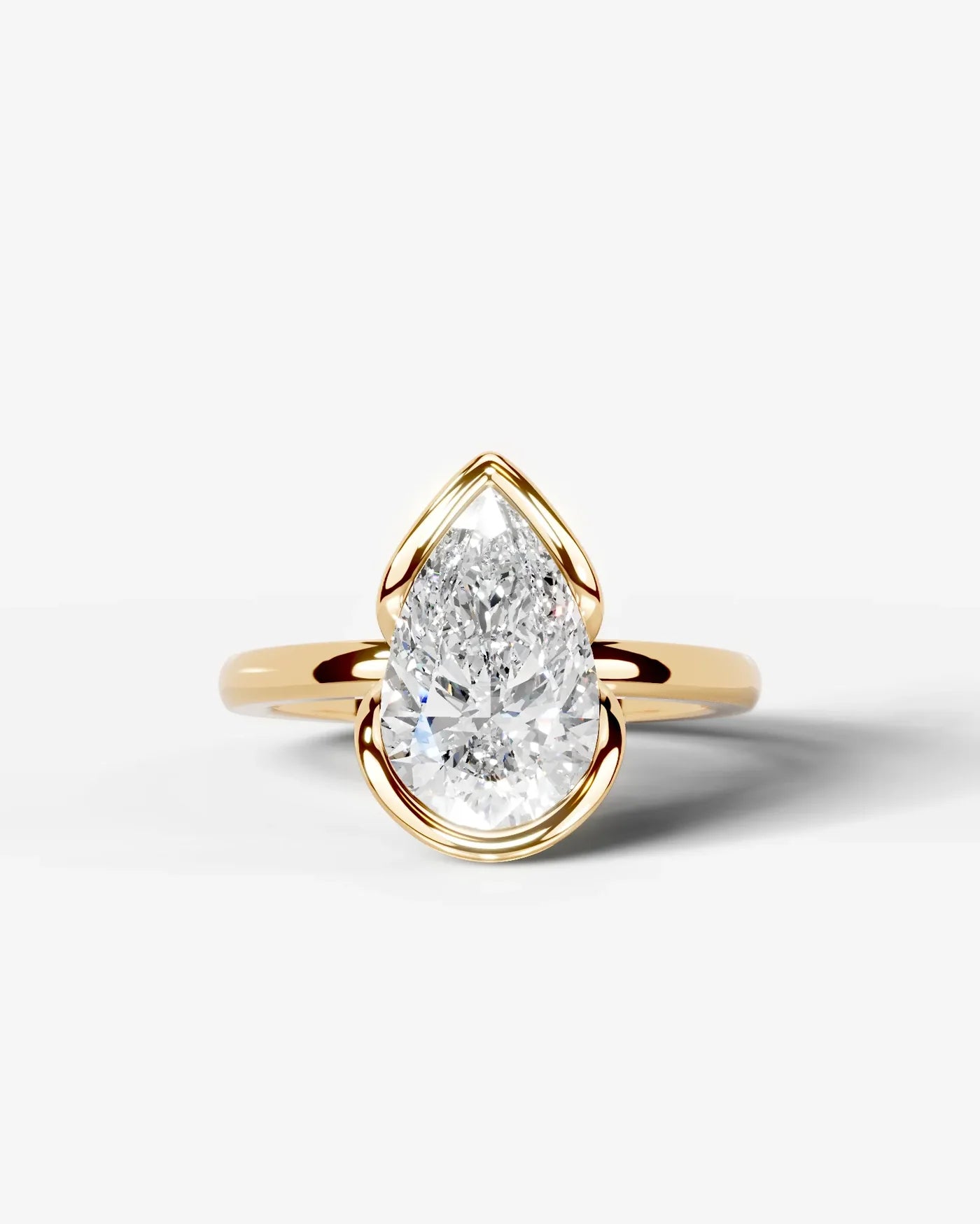 Pear Cut Lab Diamond bezel Engagement Ring with collar prong| D VS1