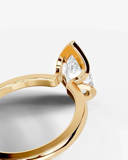 Pear Cut Lab Diamond bezel Engagement Ring with collar prong| D VS1