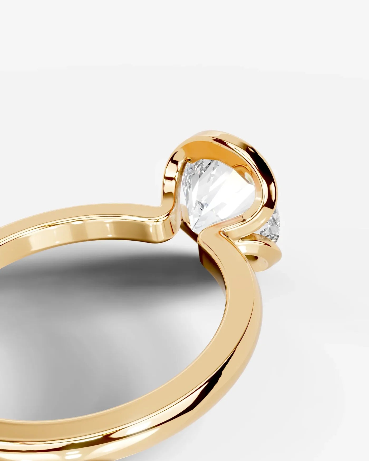 Round Cut Lab Diamond bezel Engagement Ring with collar prong| D VS1