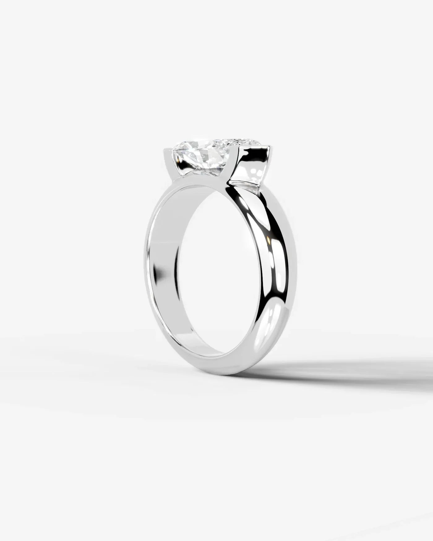 Marquise Cut Bezel Set Lab Grown Diamond Engagement Ring| D VS1