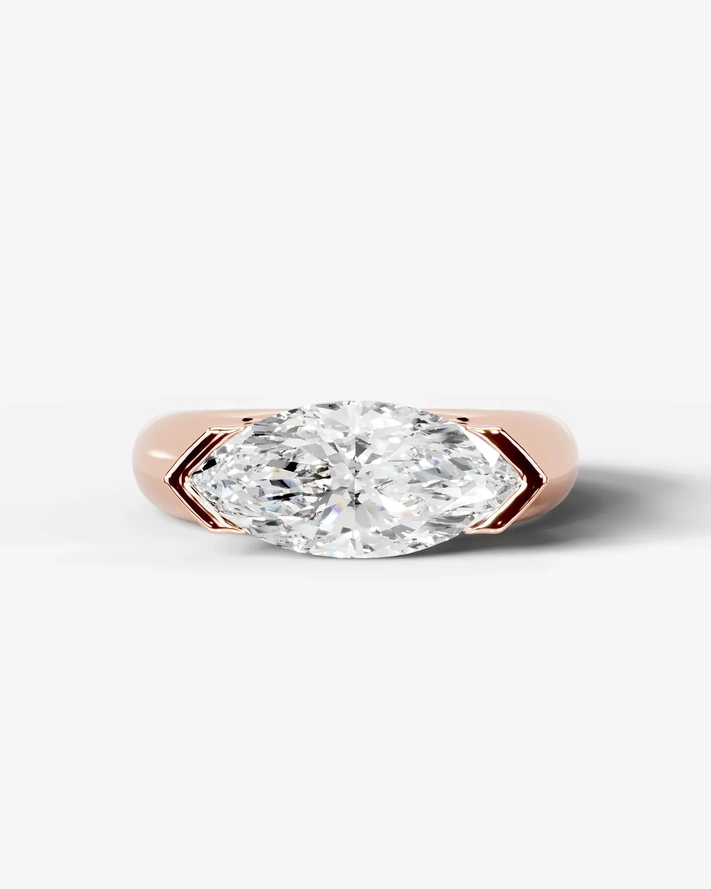 Marquise Cut Bezel Set Lab Grown Diamond Engagement Ring| D VS1