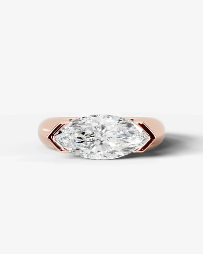 Marquise Cut Bezel Set Lab Grown Diamond Engagement Ring| D VS1