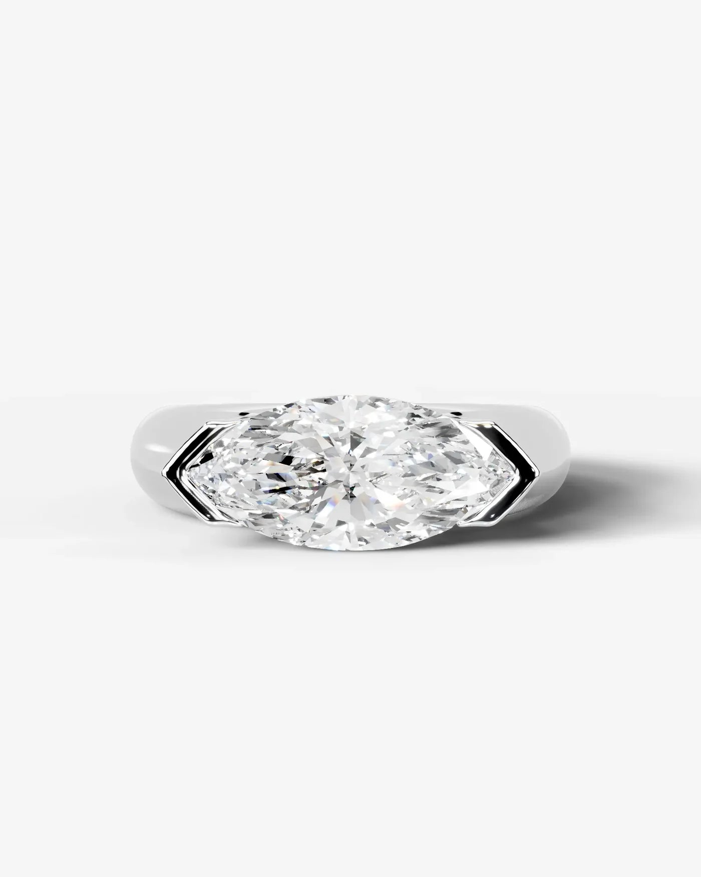 Marquise Cut Bezel Set Lab Grown Diamond Engagement Ring| D VS1