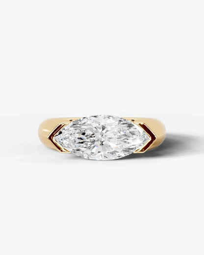 Marquise Cut Bezel Set Lab Grown Diamond Engagement Ring| D VS1