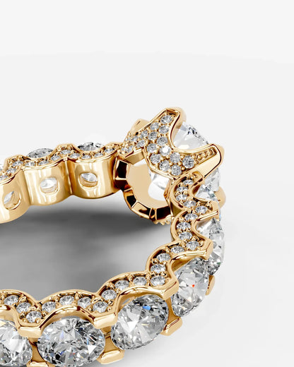 Round Cut Lab Diamond Engagement Ring with Round cut eternity band and Hidden halo| D VS1