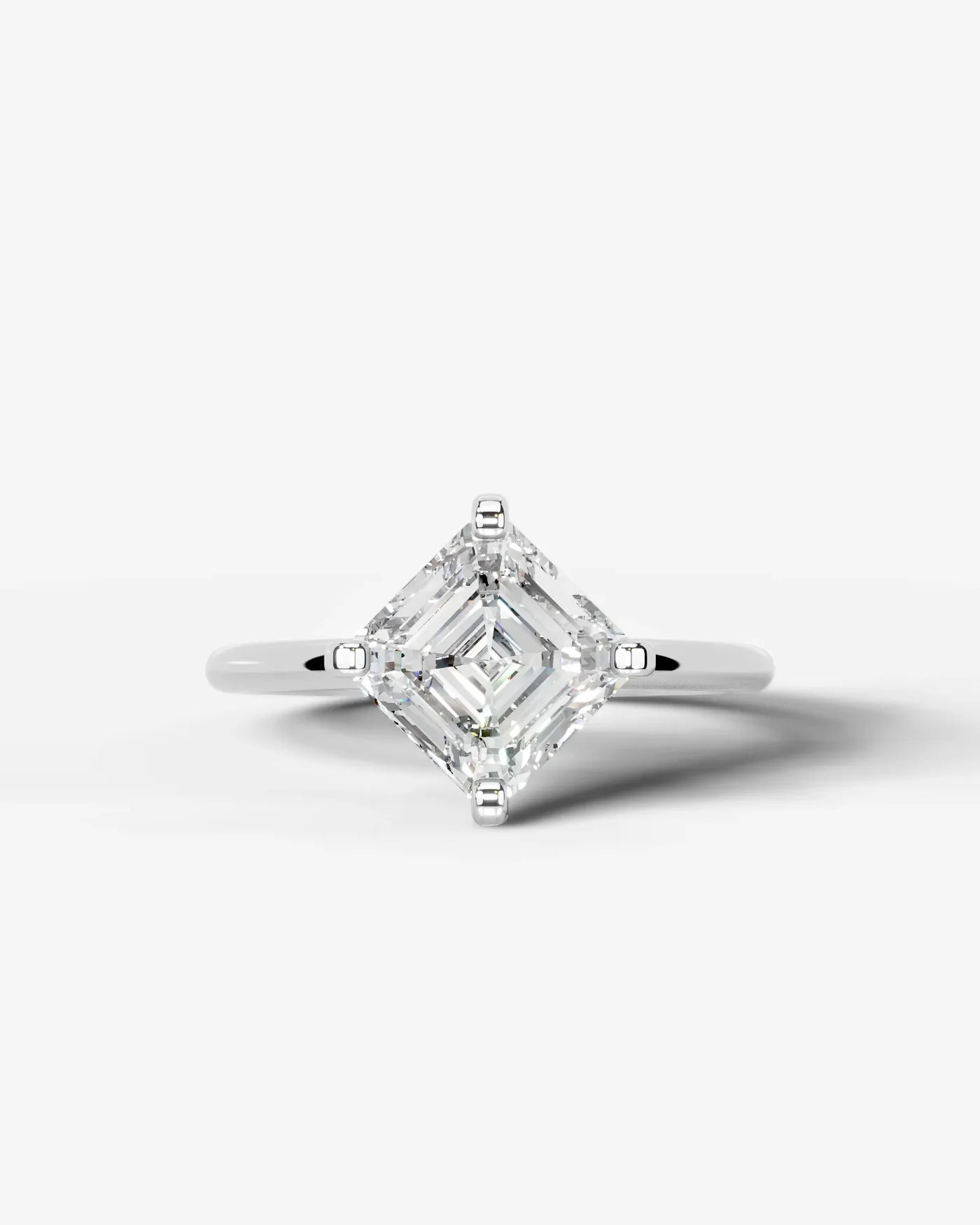 Asscher Cut Lab Diamond Engagement Ring with knife edge setting| D VS1