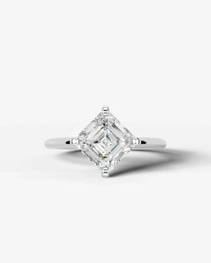 Asscher Cut Lab Diamond Engagement Ring with knife edge setting| D VS1