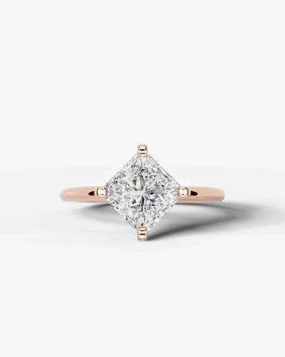 Princess Cut Lab Diamond Engagement Ring with knife edge setting| D VS1