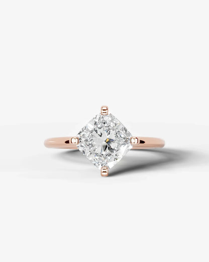 Cushion Cut Lab Diamond Engagement Ring with knife edge setting| D VS1