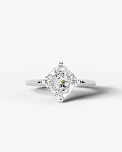 Cushion Cut Lab Diamond Engagement Ring with knife edge setting| D VS1