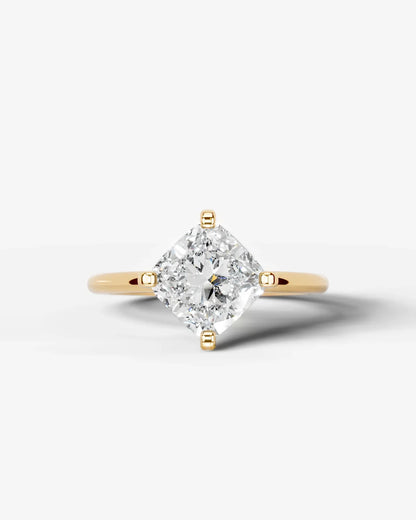 Cushion Cut Lab Diamond Engagement Ring with knife edge setting| D VS1