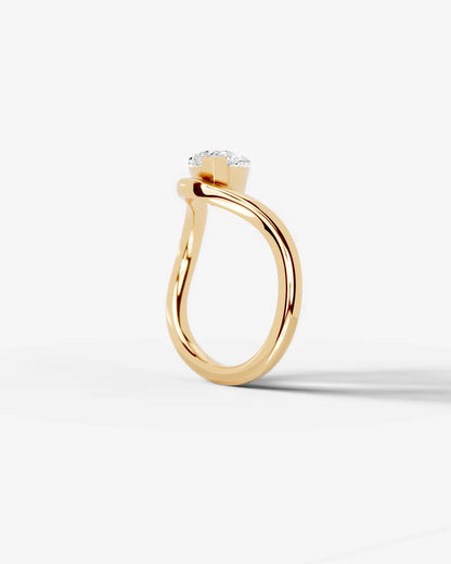 Marquise Cut Lab Diamond bypass solitaire Engagement Ring| D VS1