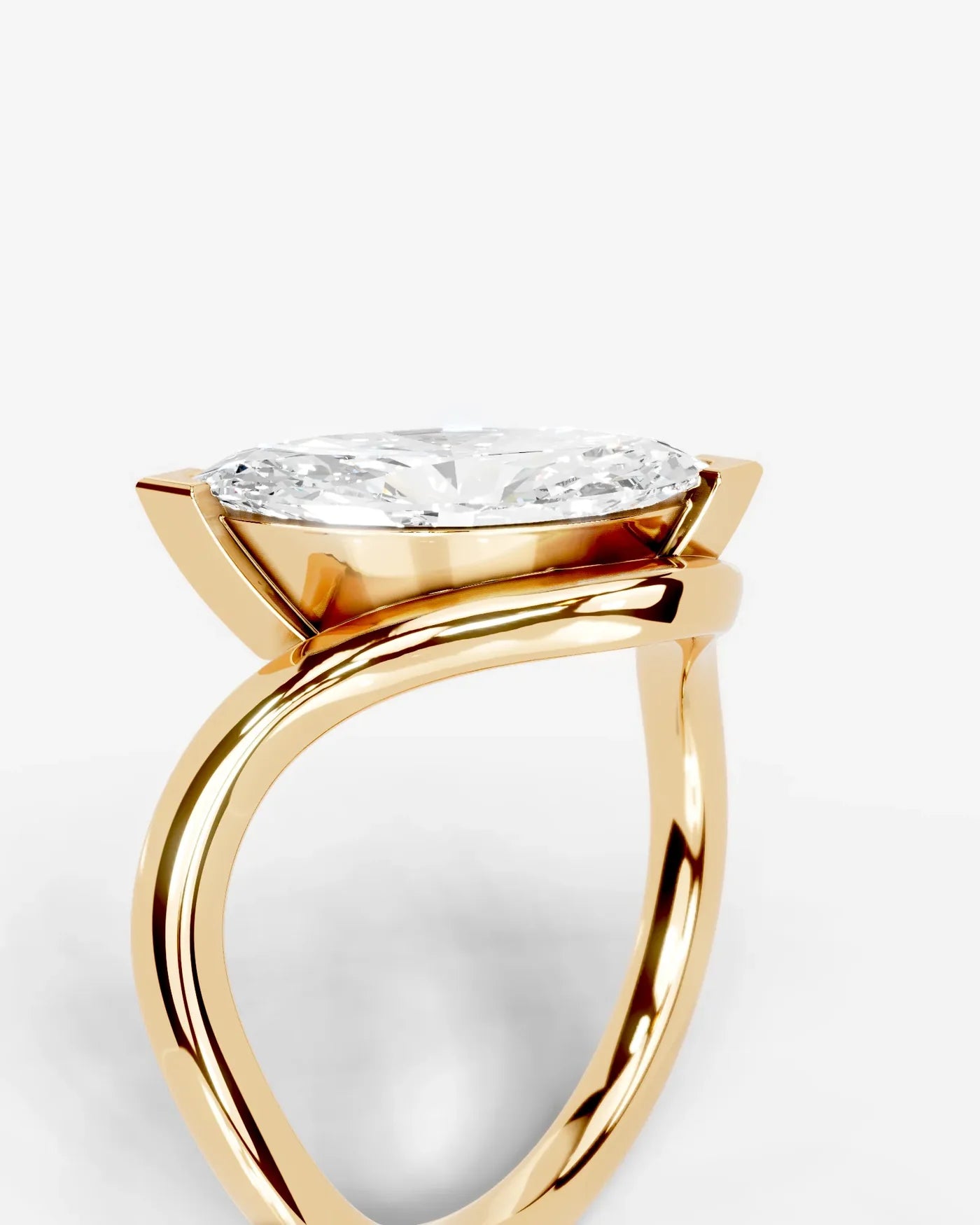 Marquise Cut Lab Diamond bypass solitaire Engagement Ring| D VS1