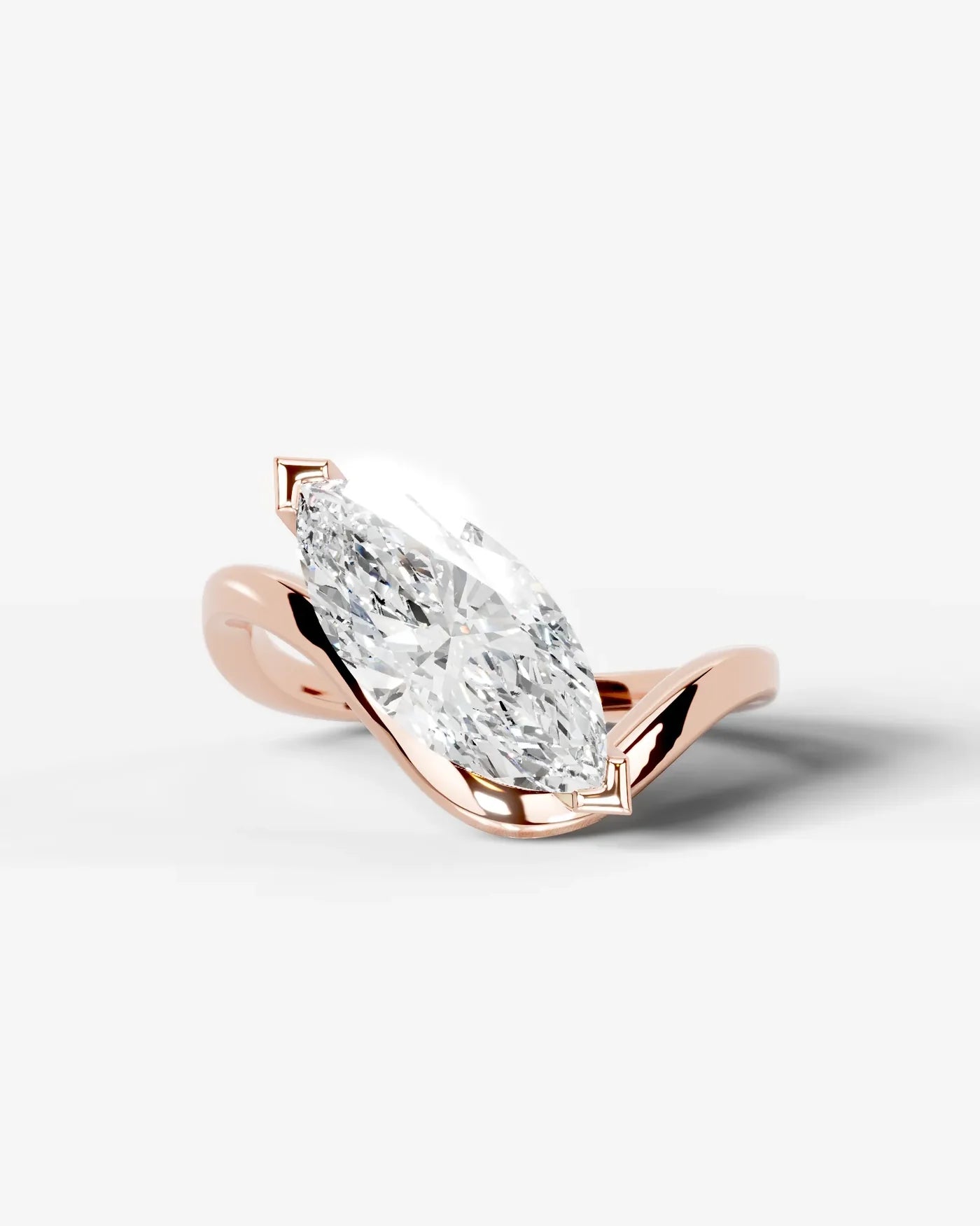 Marquise Cut Lab Diamond bypass solitaire Engagement Ring| D VS1